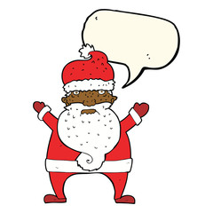cartoon ugly santa claus with speech bubble