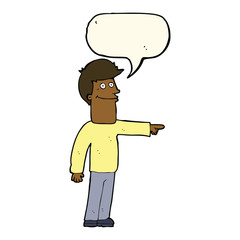 cartoon man pointing with speech bubble