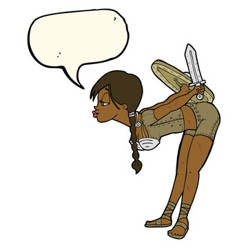 recommend clip art: cartoon viking girl bowing with speech bubble