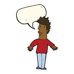 cartoon worried man with speech bubble