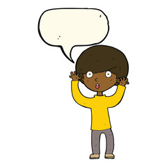 cartoon startled boy with speech bubble