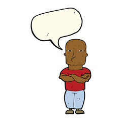 cartoon tough guy with speech bubble