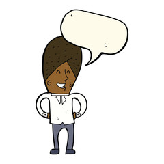 cartoon happy man with speech bubble