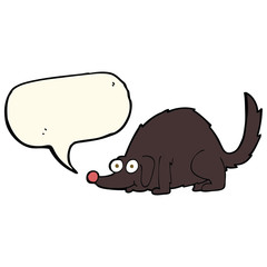 cartoon happy dog with speech bubble