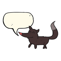 cartoon little wolf with speech bubble