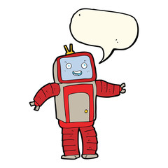 cartoon robot with speech bubble