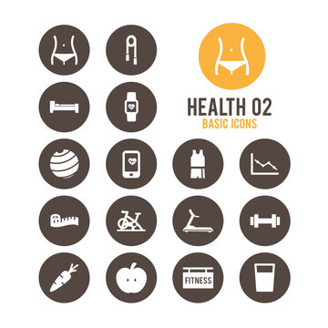 Health & fitness icons. Vector illustration.
