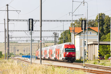 Obraz premium train at railway station in Satov, Czech Republic