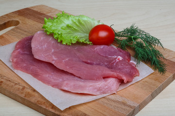 Raw pork schnitzel