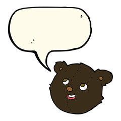 cartoon black bear face with speech bubble