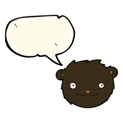 cartoon black bear head with speech bubble