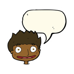 cartoon happy boy with speech bubble