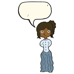 cartoon happy woman with speech bubble