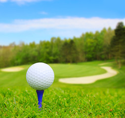 Golf ball on course