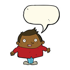 cartoon happy man with speech bubble