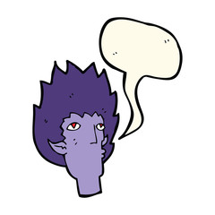 cartoon vampire face with speech bubble
