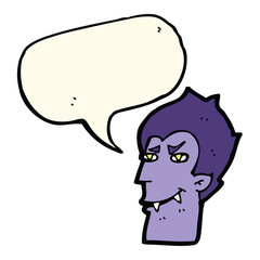 cartoon vampire face with speech bubble