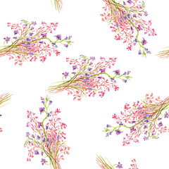 Obraz na płótnie Canvas Seamless patterns with Beautiful flowers, watercolor illustration