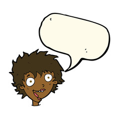cartoon crazy excited woman with speech bubble