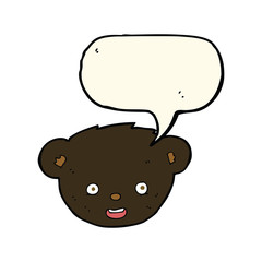 cartoon black bear face with speech bubble