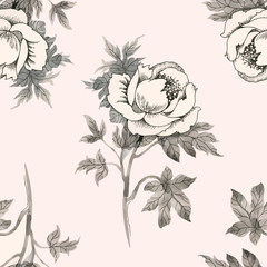 Seamless patterns with Beautiful flowers, watercolor illustration