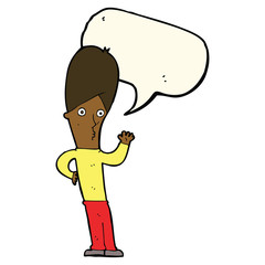 cartoon man waving with speech bubble