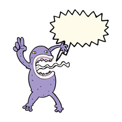 cartoon crazy frog with speech bubble