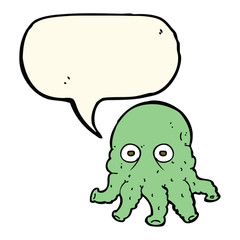 cartoon alien squid face with speech bubble