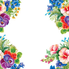 Fototapeta na wymiar Seamless patterns with Beautiful flowers, watercolor illustration
