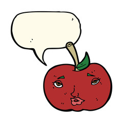 cartoon apple with face with speech bubble