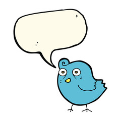 funny cartoon bird with speech bubble