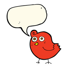 funny cartoon bird with speech bubble