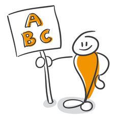 Strichmännchen Serie Pumpy / Schild abc