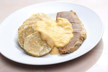 fake pork tenderloin with dumplings