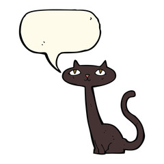 cartoon black cat with speech bubble