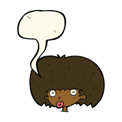 cartoon surprised woman with speech bubble