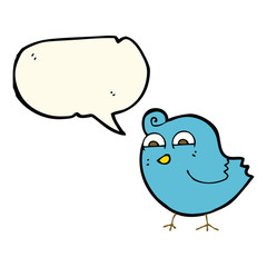 cartoon funny bird with speech bubble