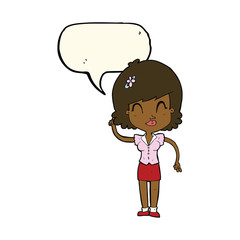 cartoon pretty woman with idea with speech bubble