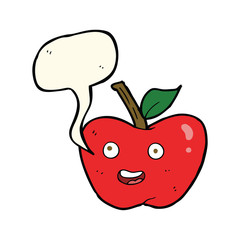 cartoon apple with speech bubble