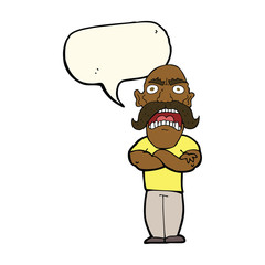 cartoon angry man with speech bubble