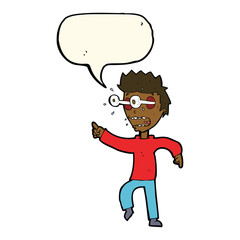 cartoon man with popping out eyes with speech bubble