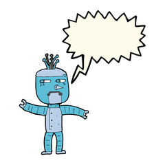 cartoon robot with speech bubble