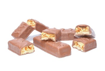 chocolate bar filled with caramel and biscuit