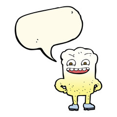 cartoon happy tooth with speech bubble