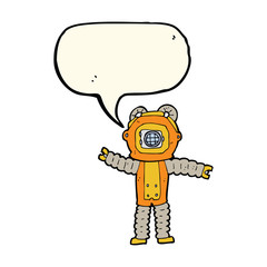 cartoon deep sea diver with speech bubble