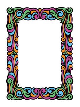 Cute Swirly Frame of Colorful Retro Swirls