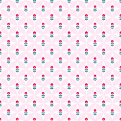 Paper Trendy Flat Flower Seamless Pattern Vector Illustration