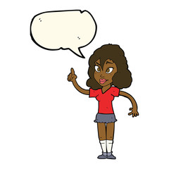 cartoon pretty woman with idea with speech bubble