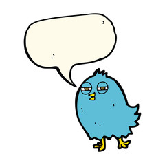 funny cartoon bird with speech bubble
