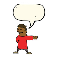 cartoon man gesturing direction with speech bubble